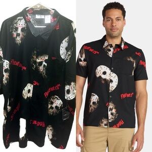 Warner Bros. Friday the 13Th Black and Red Graphic Men's Shirt 3XL
